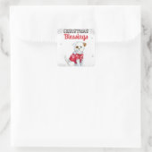 kerstpuppy vierkante sticker (Tas)