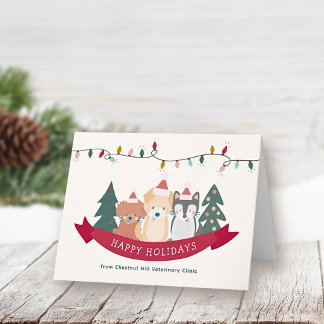 Kerstpuppy's Honden Huisdier Zakelijke Kerstmis Feestdagen Kaart