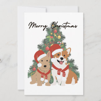 Kerstpups - Corgi en Terrier - Vakantie Kaart