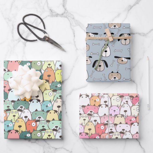 Kerstpups honden inpakpapier vel (Voorkant)