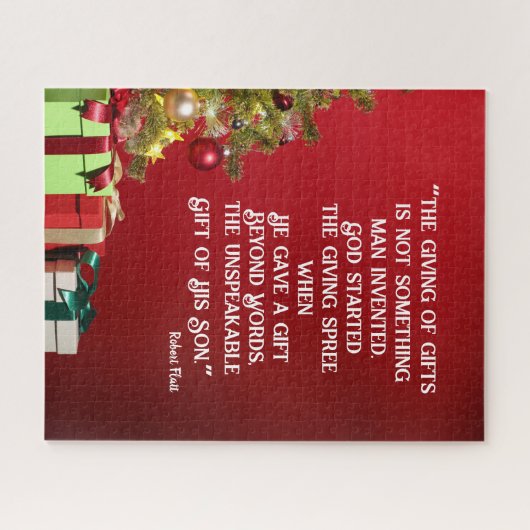 Kerstpuzzel Het eerste cadeau dat wordt gegeven Legpuzzel (Horizontaal)