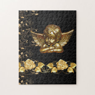 Kerstpuzzle Gold Penguin Floral Legpuzzel