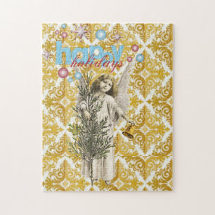 Kerstpuzzle Prettige feestdagen Angel Legpuzzel