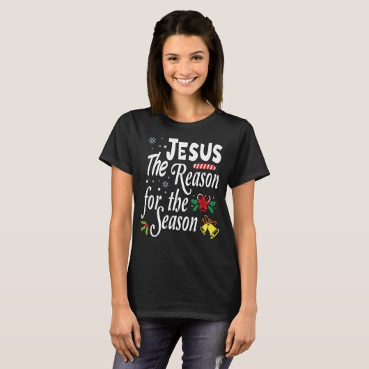 Kerstpyjama Jezus Reason Stocking Stuffe T-shirt (Voorkant volledig)