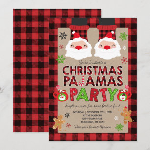 Kerstpyjama Party Uitnodiging Vakantie Pyjama's