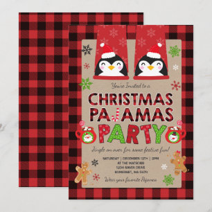 Kerstpyjama Party Uitnodiging Vakantie Pyjama's