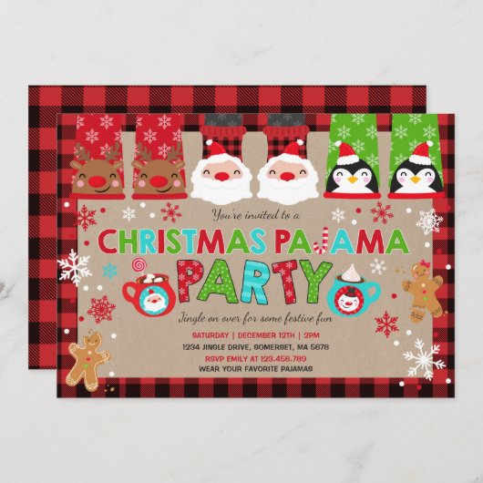 kerstpyjama's Feitelijke feestdag Kaart (Voorkant / Achterkant)