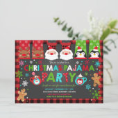 Kerstpyjama's Party Uitnodiging Vakantie Pyjama's (Staand voorkant)