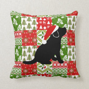 Kerstquilt Black Labrador Puppy Pillow Kussen