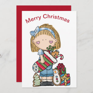 Kerstraag met een stocking-feestdag feestdagenkaart