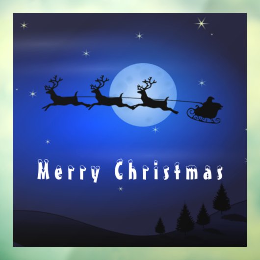 Kerstraam met kerstman en rendieren raamsticker (Vel 3)