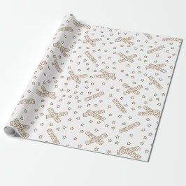 Kerstrackers Gold Toile Cadeaupapier