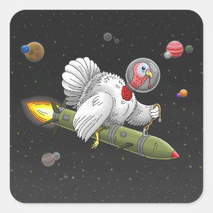 Kerstraketkalkoen Vierkante Sticker