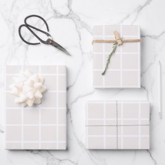 Kerstrasterpatroon Bleek beige en witte plaat Inpakpapier Vel (Voorkant)