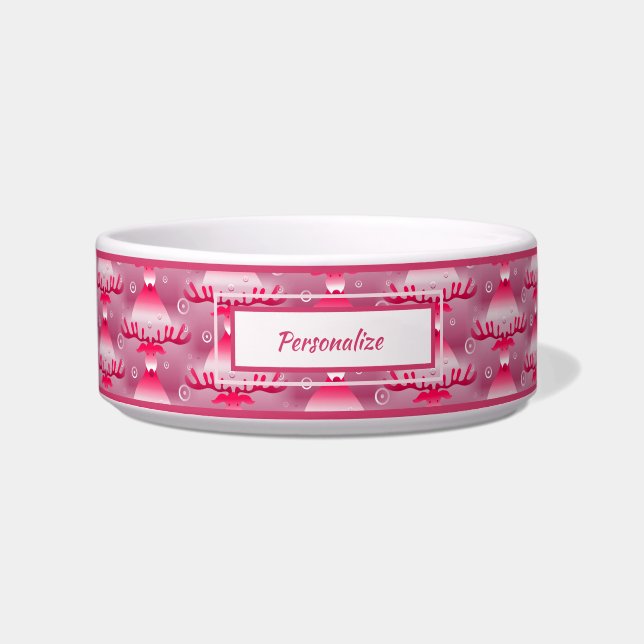 Kerstravijn rode nose rendierkat dog voerbakje (Voorkant)