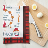 Kerstrecept Feestelijk rood geplakt Theedoek (Quarter Fold)