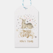 kerstrecorder en prettige kersttypografie cadeaulabel (Achterkant)