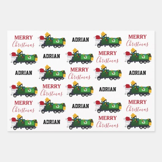Kerstrecycling vuilnis - Aangepaste naam Inpakpapier Vel (Voorkant)