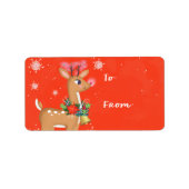kerstredolph Reindeer Sticker Gift Label (Voorkant)