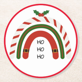 Kerstregenboog laat het sneeuwen ronde kartonnen onderzetter