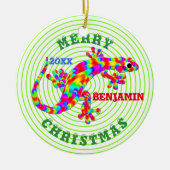 kerstregenboog Salamander Keepomwille Custom Keramisch Ornament (Voorkant)