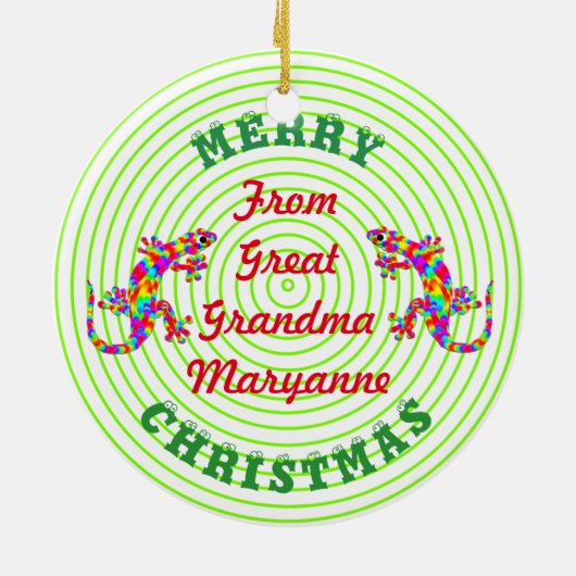 kerstregenboog Salamander Keepomwille Custom Keramisch Ornament (Achterkant)