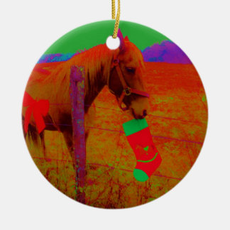 kerstregenboogpaard keramisch ornament