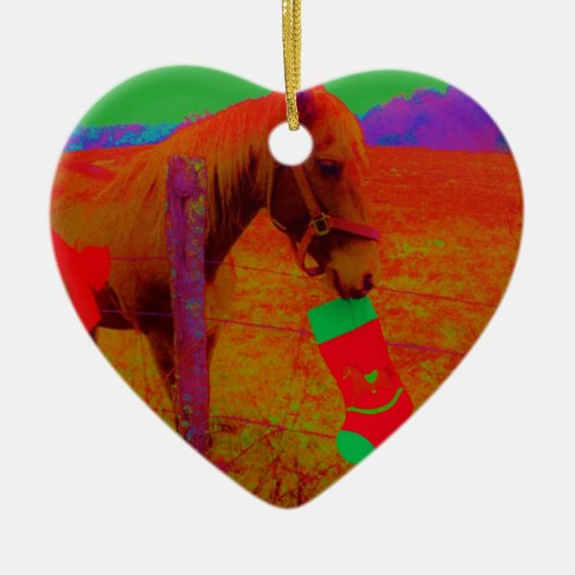 kerstregenboogpaard keramisch ornament (Voorkant)