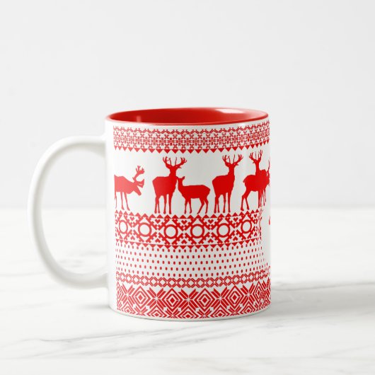 Kerstrein Deer Lapland Pattern Monogram Mok 2 (Links)