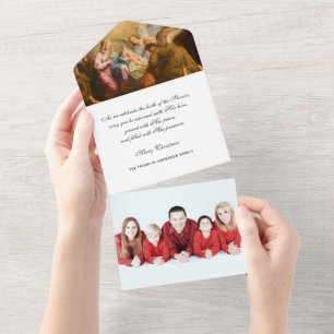 Kerstreligieuze foto Jezus Mary     All In One Uitnodiging