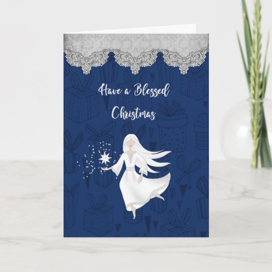 Kerstreligieuze Kaart met Angel (Voorkant)