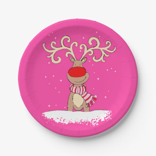 kerstrender groot roze bord van anker papier (Voorkant)
