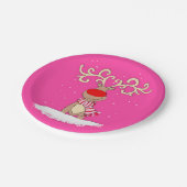 kerstrender groot roze bord van anker papier (Gekanteld)