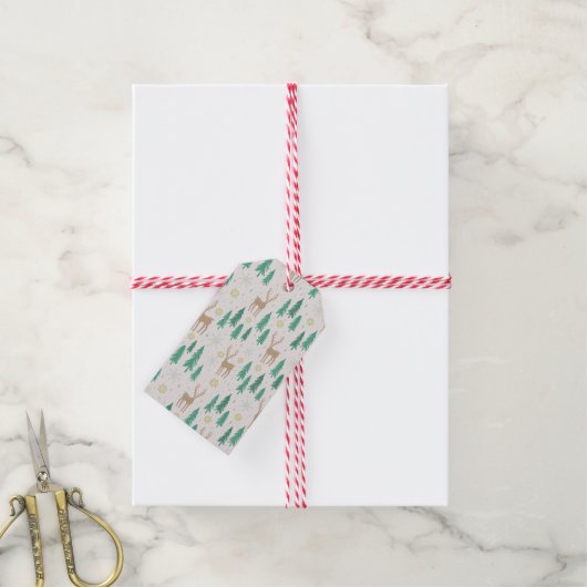 Kerstrender in het Evergreen Winter Forest Cadeaulabel (Met Touw)