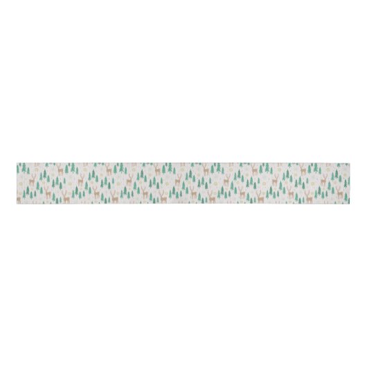 Kerstrender in het Evergreen Winter Forest Grosgrain Lint (Voorkant)