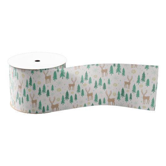 Kerstrender in het Evergreen Winter Forest Grosgrain Lint (Spoel)