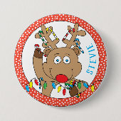 Kerstrenderlichten rond ronde button 7,6 cm (Voorkant)