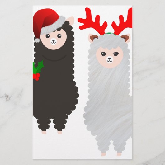 kerstrendier alpacas briefpapier (Voorkant)