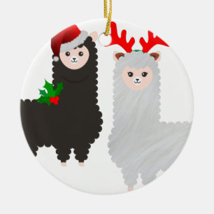 kerstrendier alpacas keramisch ornament