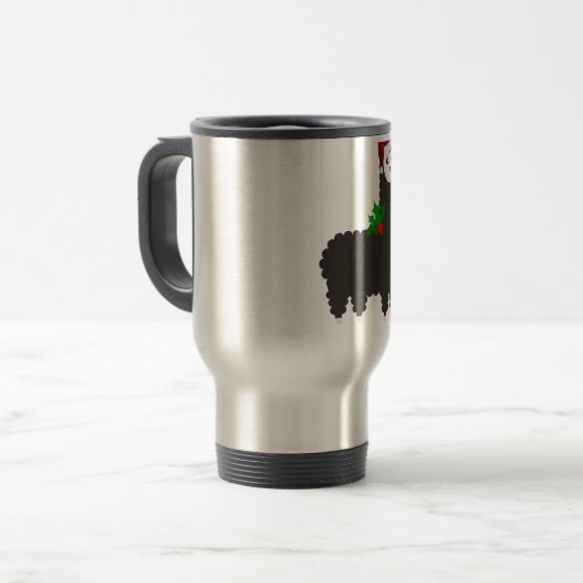 kerstrendier alpacas reisbeker (Voorkant links)