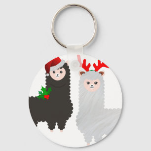 kerstrendier alpacas sleutelhanger