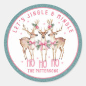 Kerstrendier Jingle & Mingle gepersonaliseerd Ronde Sticker (Voorkant)