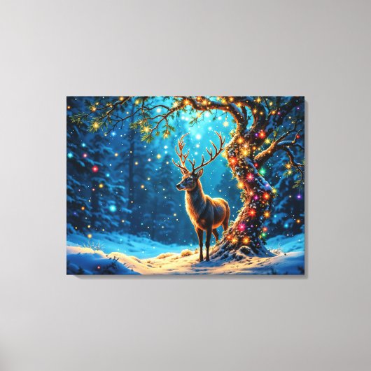 Kerstrendier Noordpool fantasiekunst Canvas Afdruk (Voorkant)