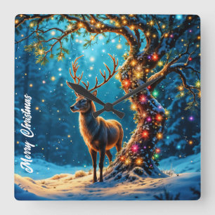 Kerstrendier Noordpool fantasiekunst Vierkante Klok