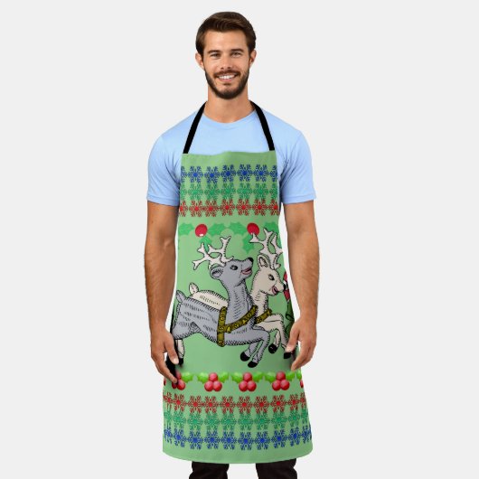 kerstrendier schort (Gedragen)