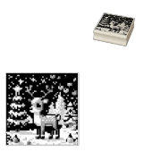 Kerstrendier Winter Wonderland Pixel Art Rubberstempel (Gestempeld)