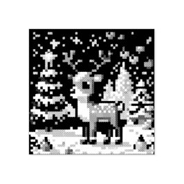 Kerstrendier Winter Wonderland Pixel Art Rubberstempel