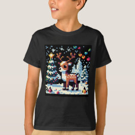 Kerstrendier Winter Wonderland Pixel Art T-shirt