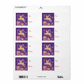 kerstrendiercadeau label blauwgroen (van en naar) (Full Sheet)