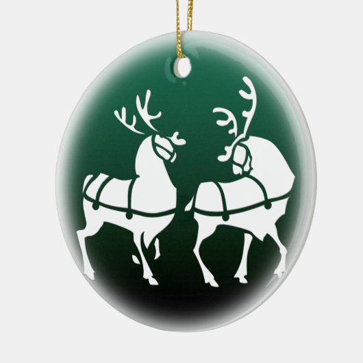 Kerstrendieren, decoratieve feestdagen keramisch ornament (Links)